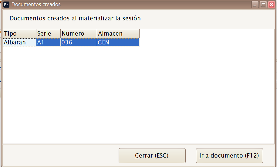 Documentos creados por la sesión