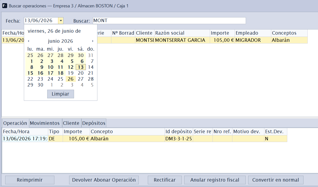 Buscar operaciones
