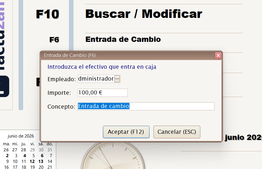 Entrada de cambio
