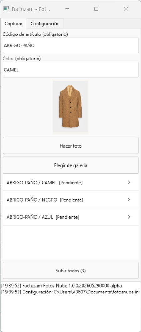 Captura i cua de Factuzam Fotos Nube