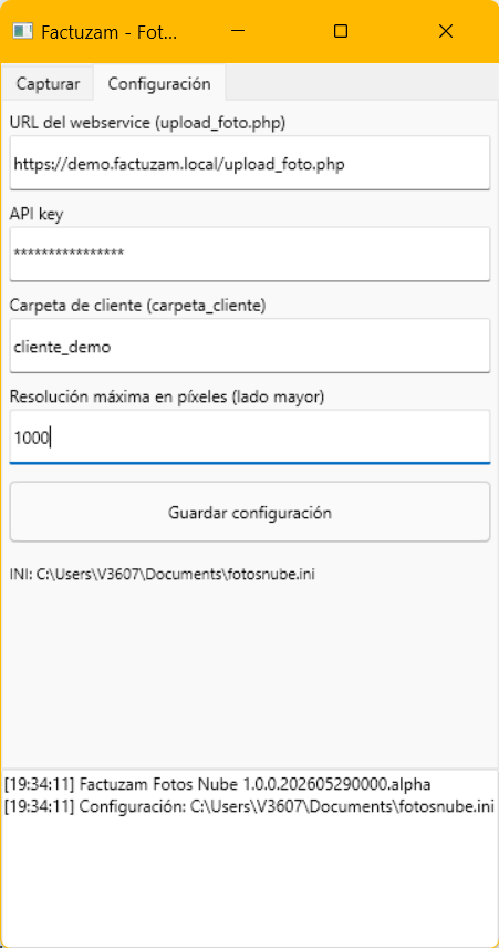 Configuració de Factuzam Fotos Nube