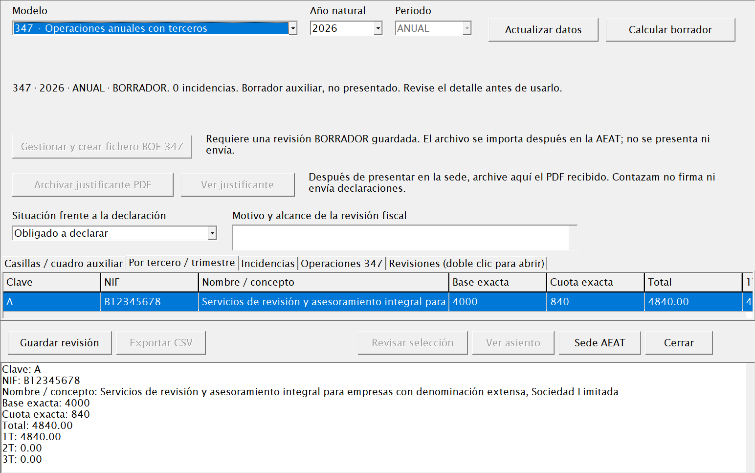 Preparación del modelo 347 en Contazam